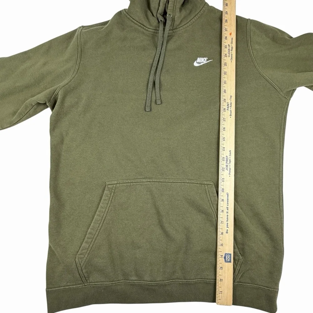 Nike Hoodie Mens XLT Olive Green Sportswear Club Fleece Pullover Logo Sweatshirt